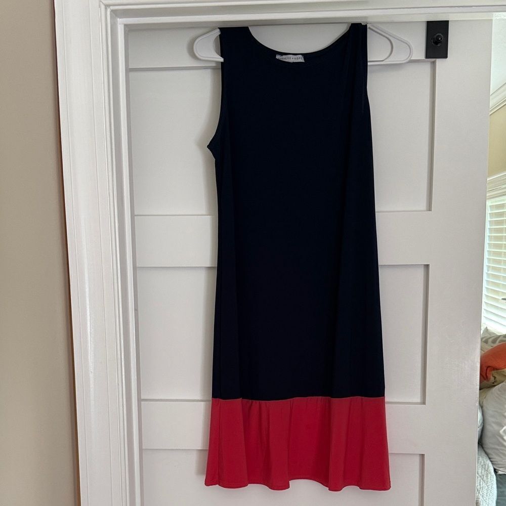 Annalee + Hope Navy and Red High Low Dress
